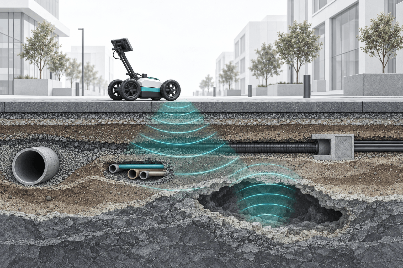 AI-generated concept illustration for Intelligent GPR Survey Platform for Subsurface Investigation — Part 1; not a project result